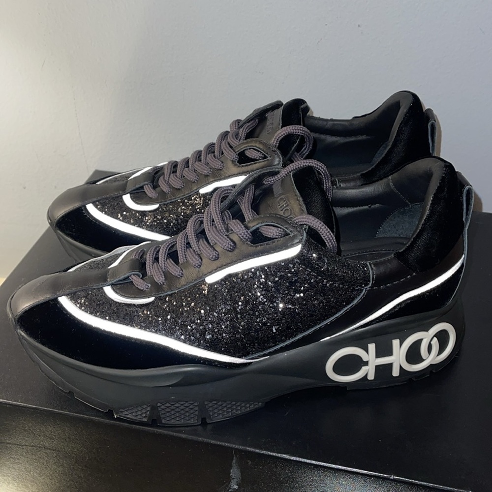 9 Jimmy Choo Black & White Shimmer Shoes
Raine galactica glitter sneakers 8.5 - Picture 6 of 11